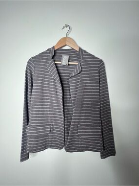 dolan Beige & White Striped Open-Front Blazer